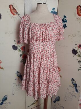 "Trixxi" Pink Floral Smocked Mini Dress